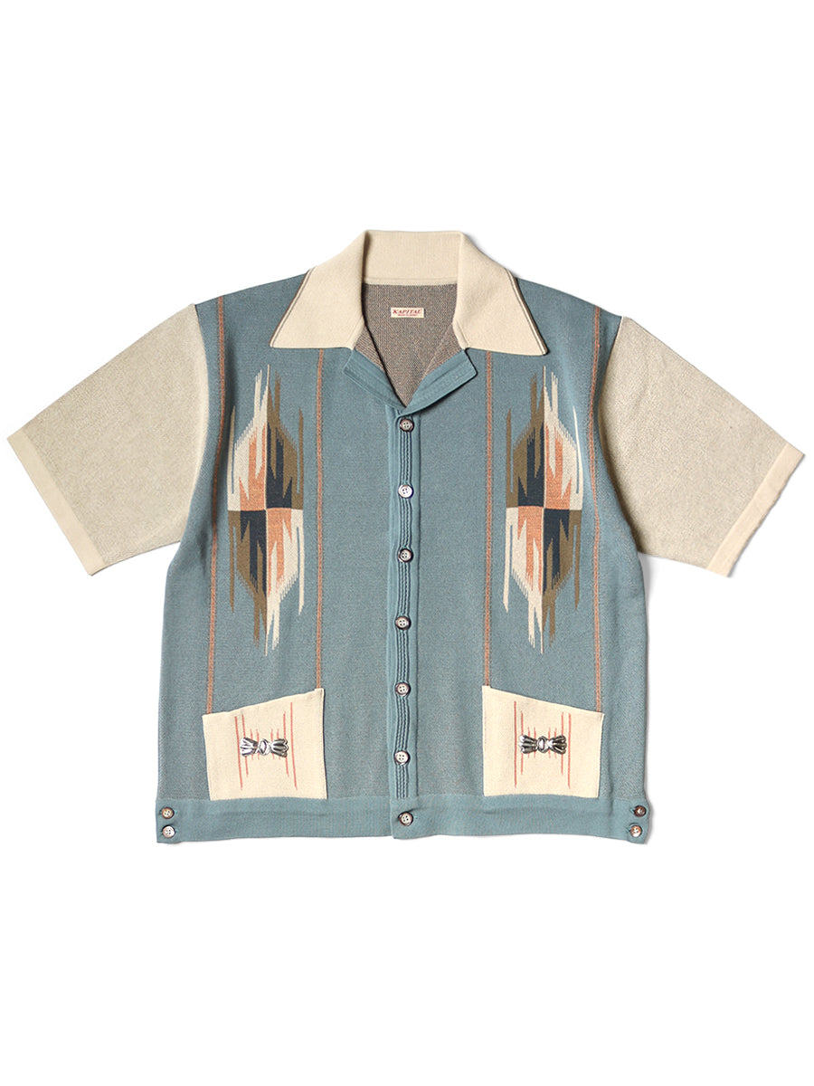 Kapital 12G Cotton Knit Chimayo Pattern Aloha Polo Shirt