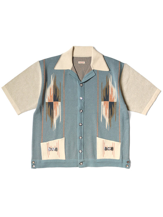 Kapital 12G Cotton Knit Chimayo Pattern Aloha Polo Shirt
