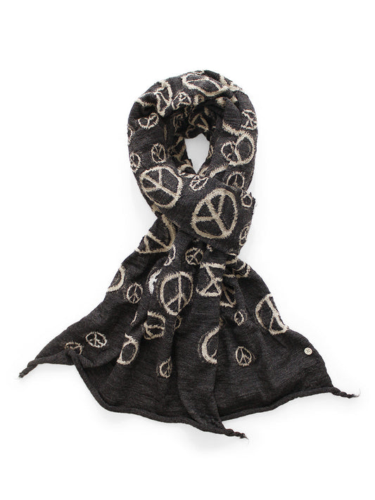 Kapital Felted Wool Peace Sign HAPPY Scarf