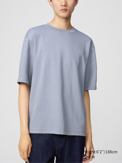 UNIQLO U AIRism Cotton Oversized Crew Neck Half-Sleeve T-Shirt