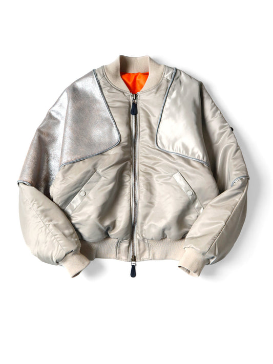 Kapital MA-1 Nylon x Crack Leather Siamese Bomber Jacket