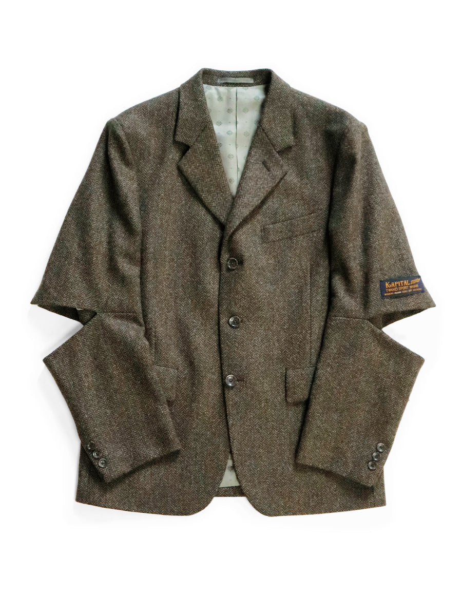 Kapital Herringbone tweed cutout elbow JKT Jacket
