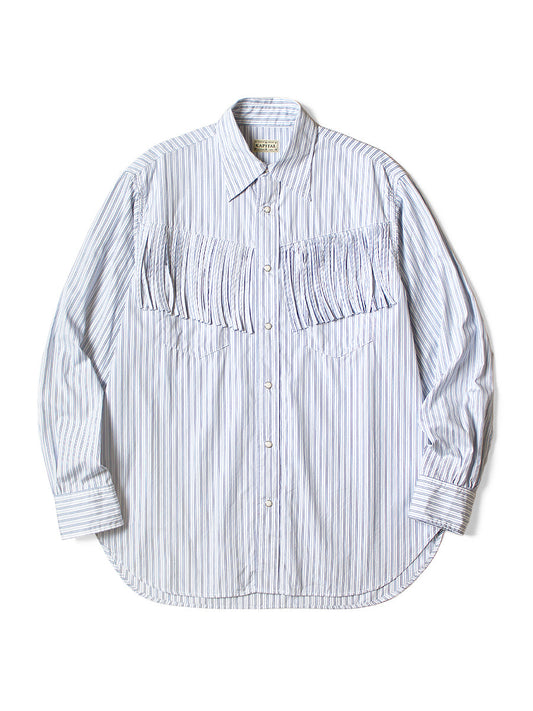 Kapital Cotton Stripe Fringe Husky Western Shirt  long sleeve