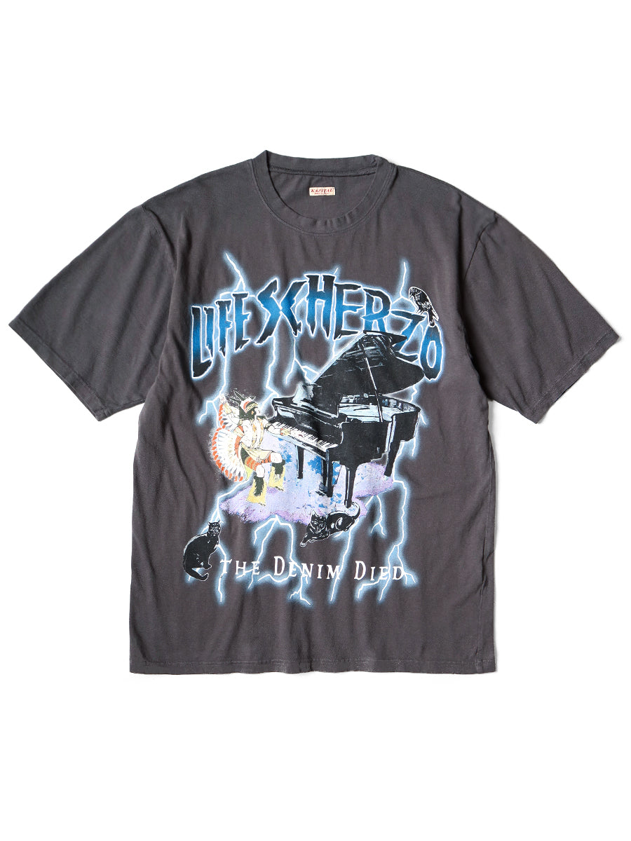 Kapital 20/- Jersey Crew T-shirt (LIGHTNING Piano pt) tee