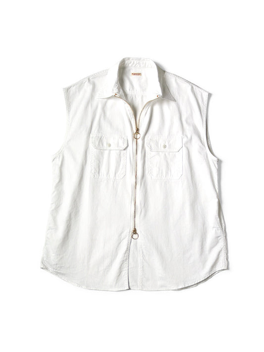Kapital Herringbone Twill Sleeveless Zipper Work Shirt