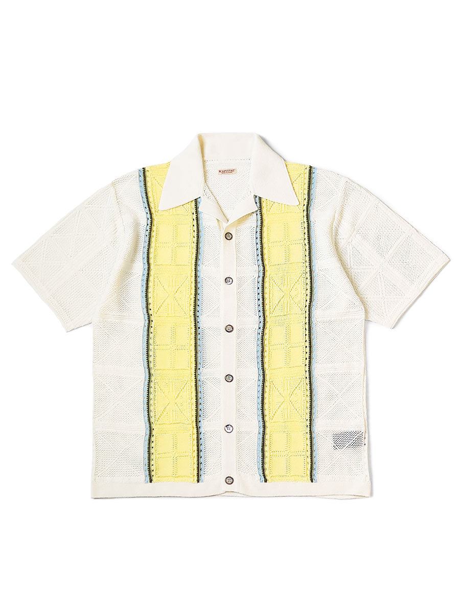 Kapital 12G Crochet Knit Tennessee Aloha Polo Tee