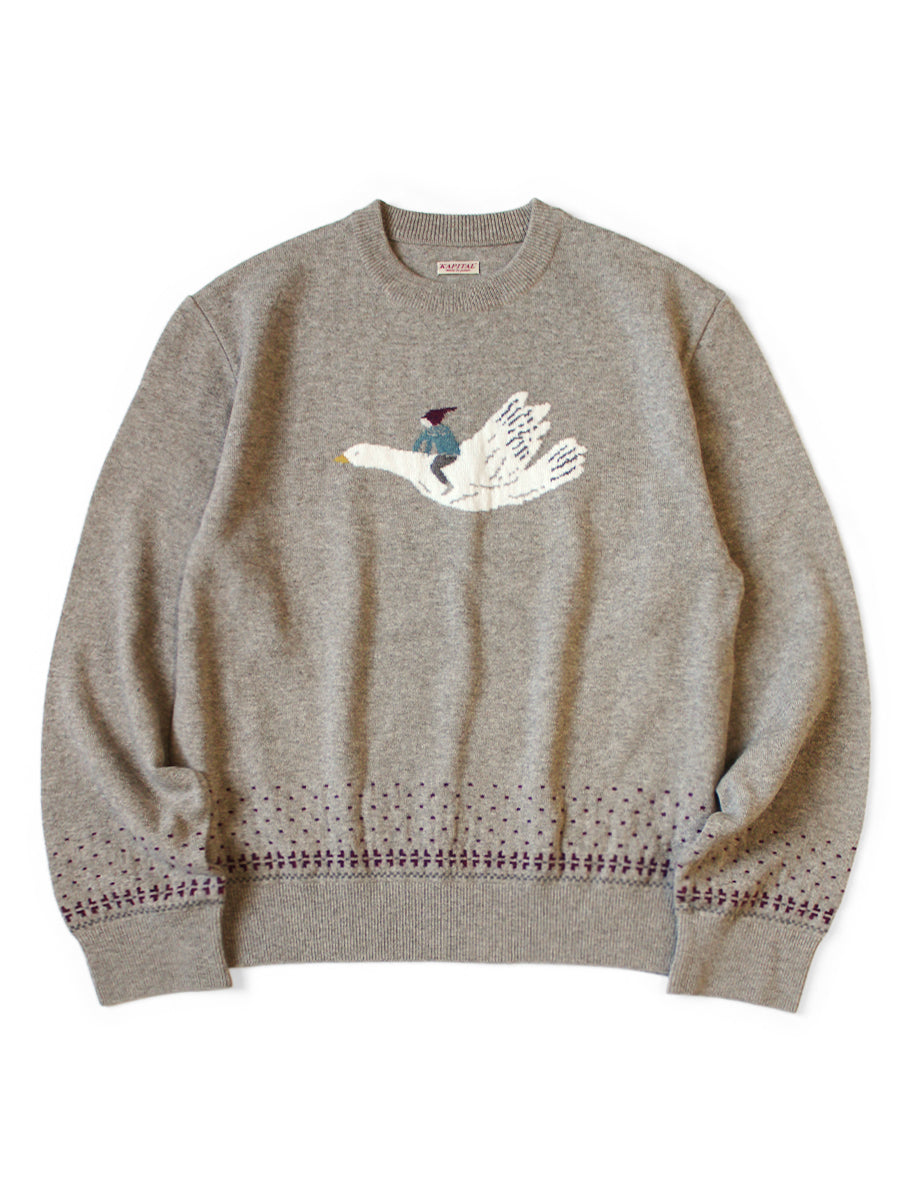 Kapital 12G Wool Crew Neck Sweater (FLY GOOSE)