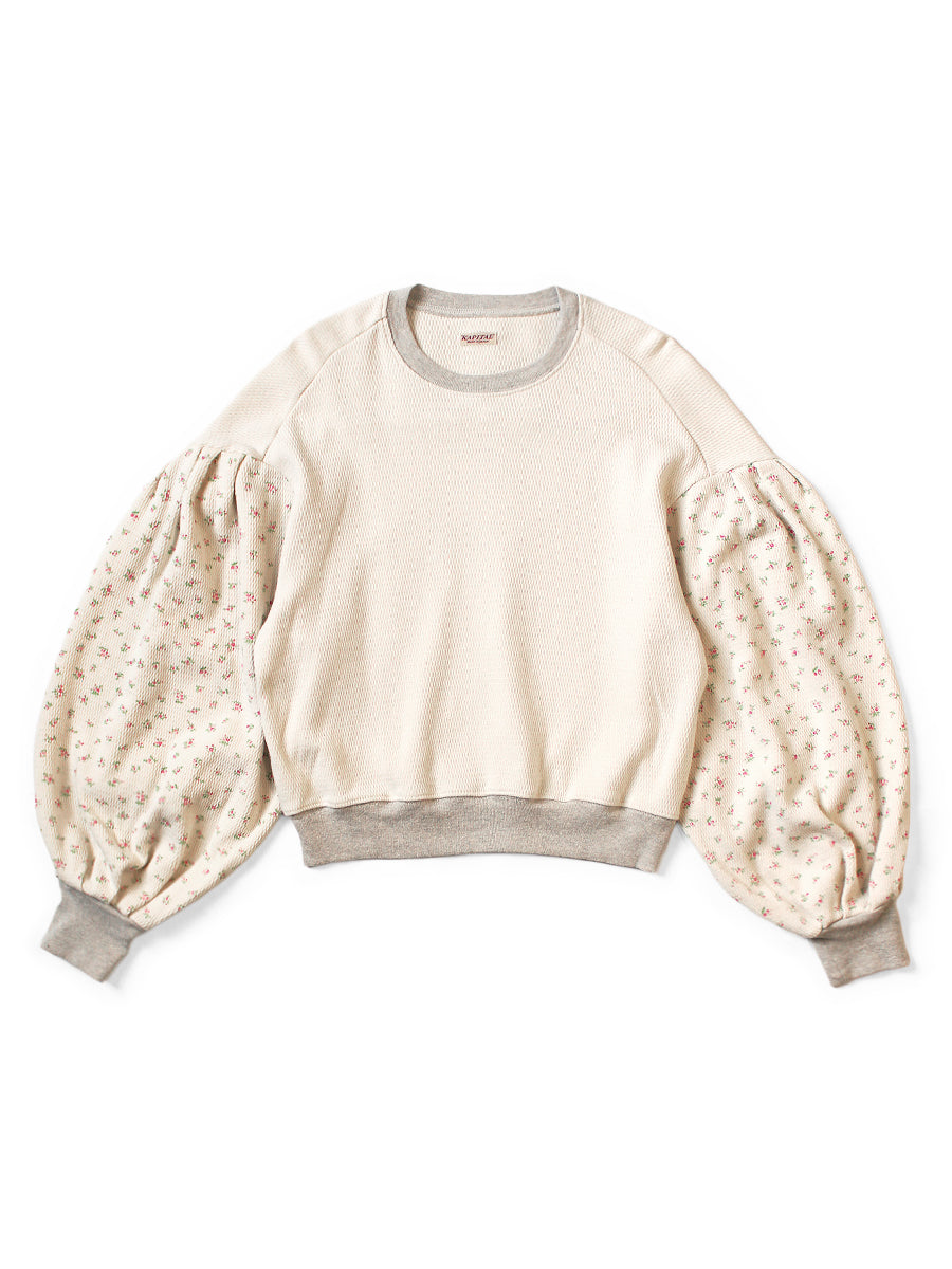 Kapital Waffle Jersey Small Flower pt 2TONE Bouffant Sleeve Sweatshirt