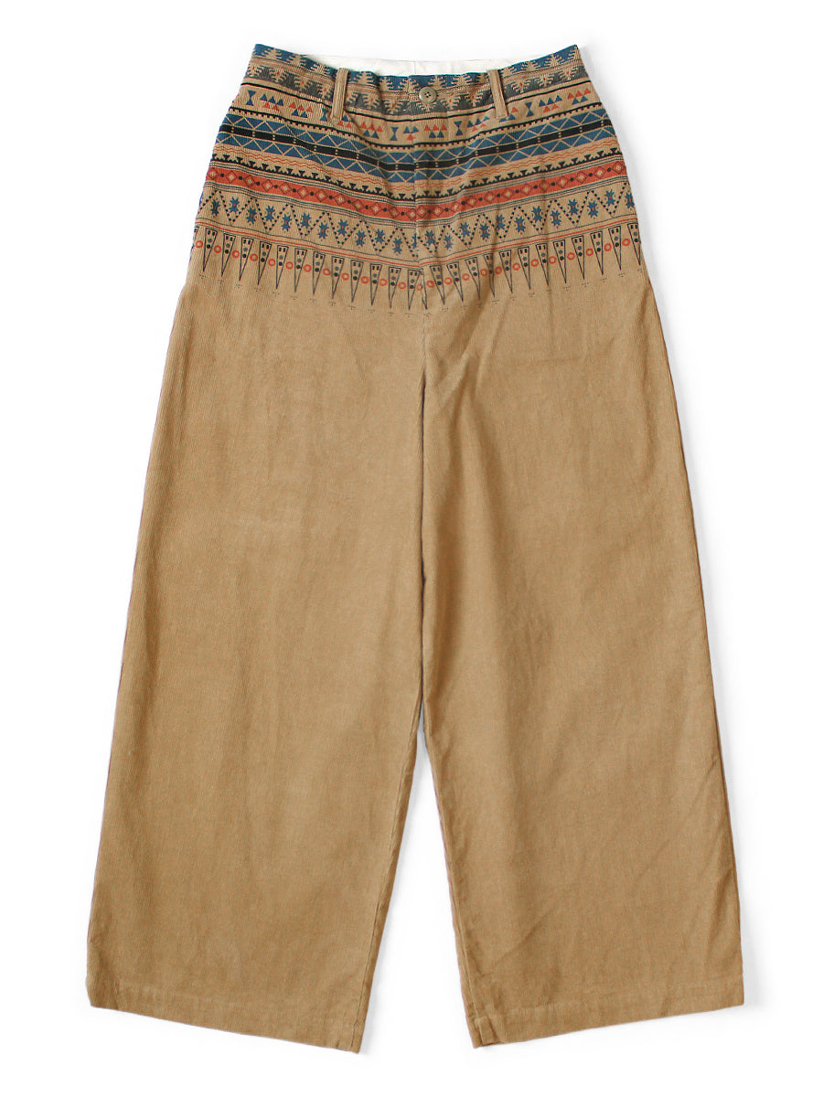 Kapital 14W Corduroy Tapered Baggy Pants (Towncraft Tribe Pattern)