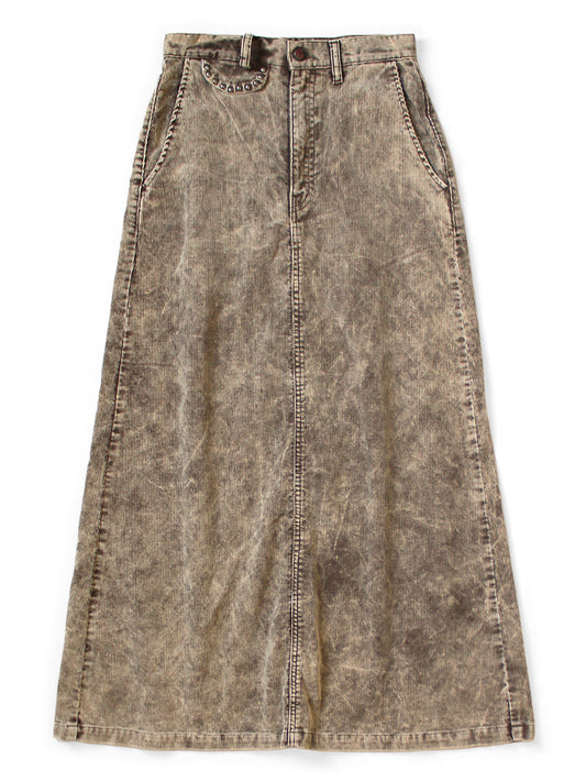 Kapital 14W Corduroy Boogie Day High-Waist Maxi Skirt (Dirty Dyed)