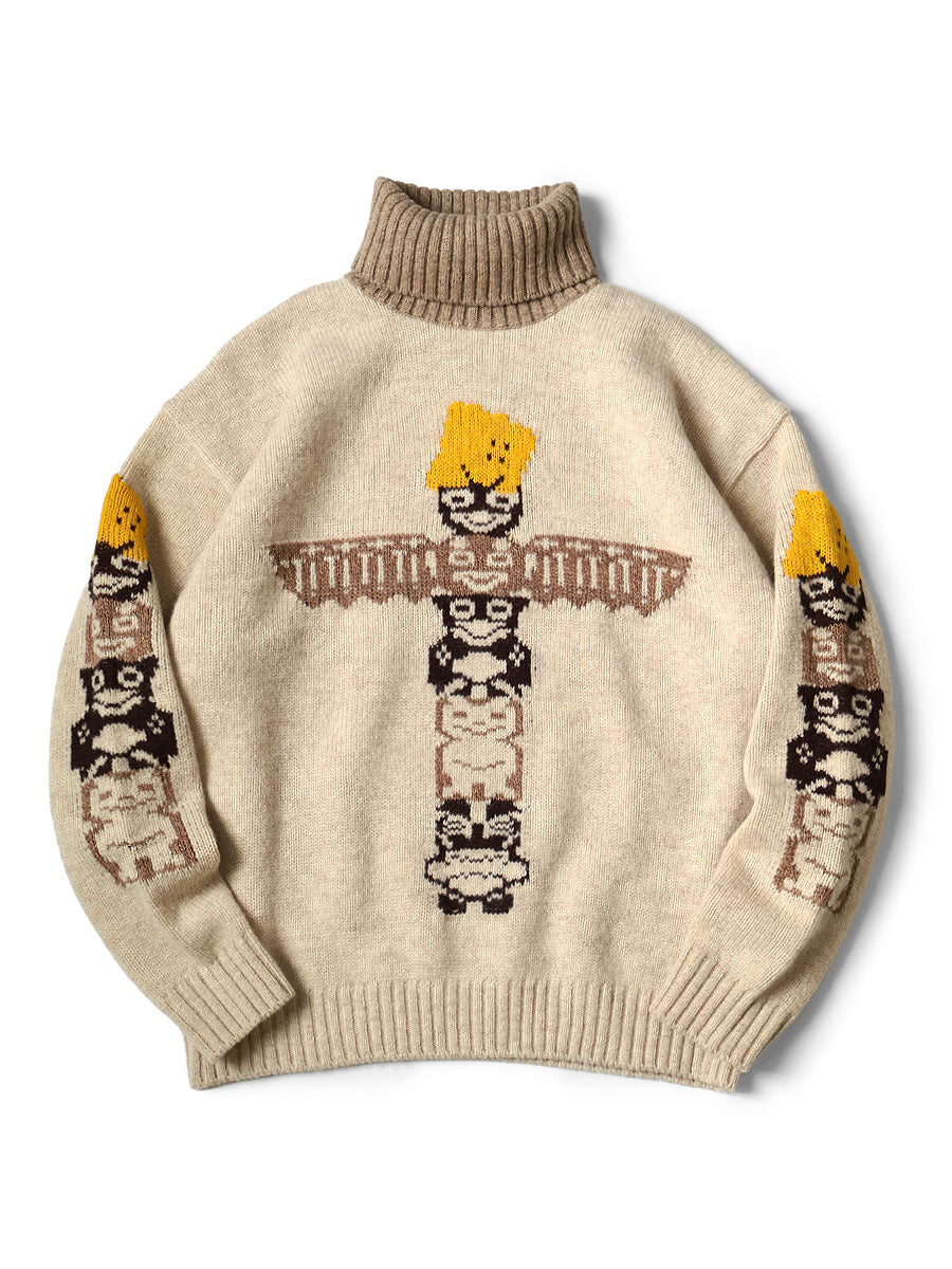 Kapital 5G Wool Peckish Totem Pole High Neck Sweater