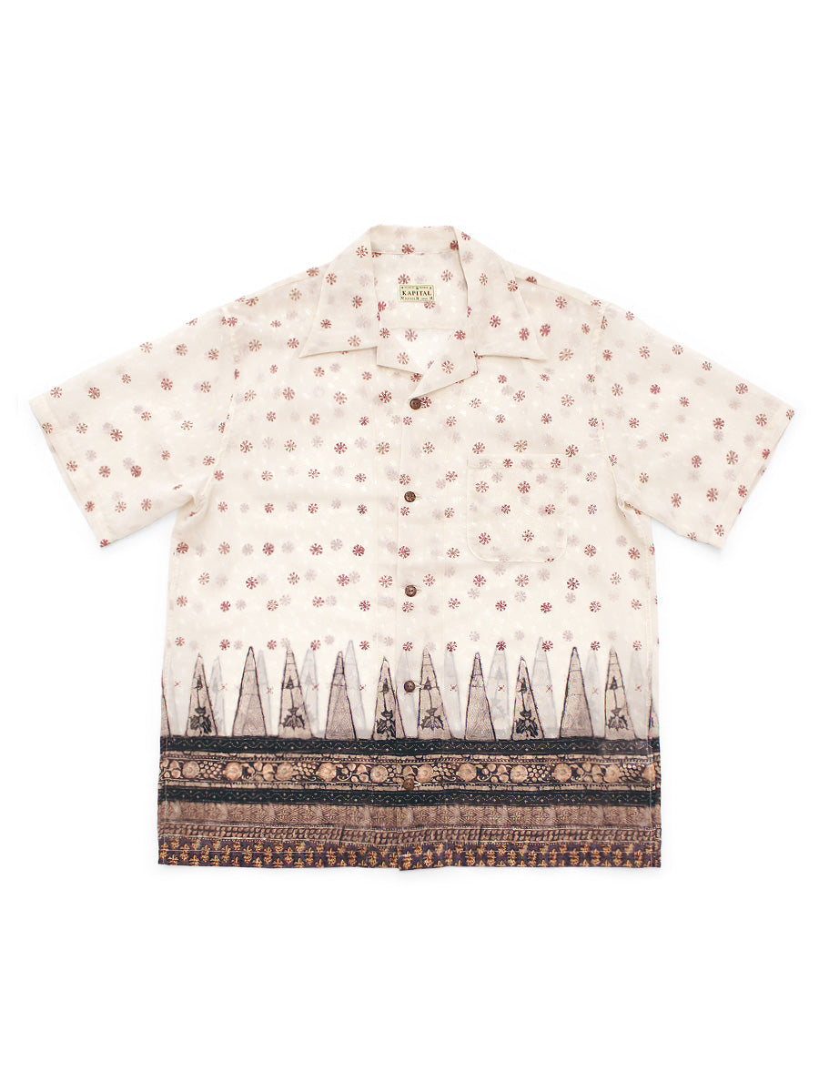 Kapital Sheer Sarasa Pattern Short-Sleeved Open-Collar Shirt