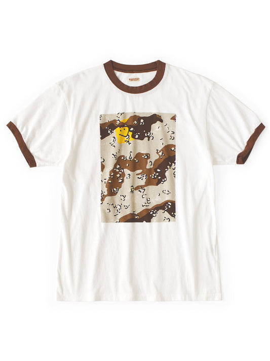 Kapital 20/- Jersey Ringer Tee (PECKISH Chocolate Chip Camo print)
