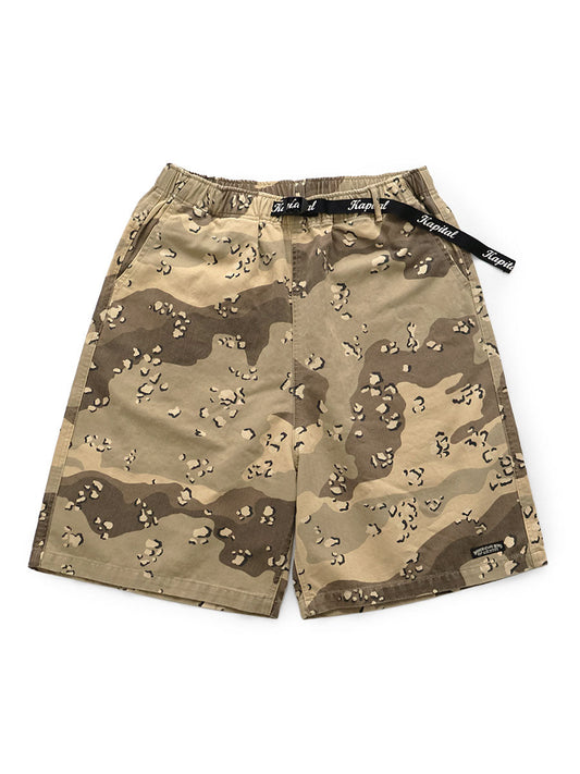 Kapital Cotton Herringbone PECKISH Chocolate Chip Camo Easy Short Pants