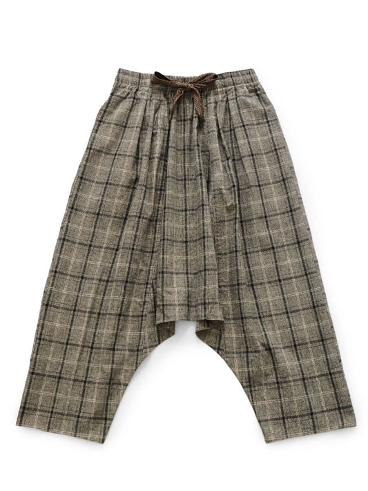 Kapital Cotton Linen Glen Check Sarouel Easy Pants