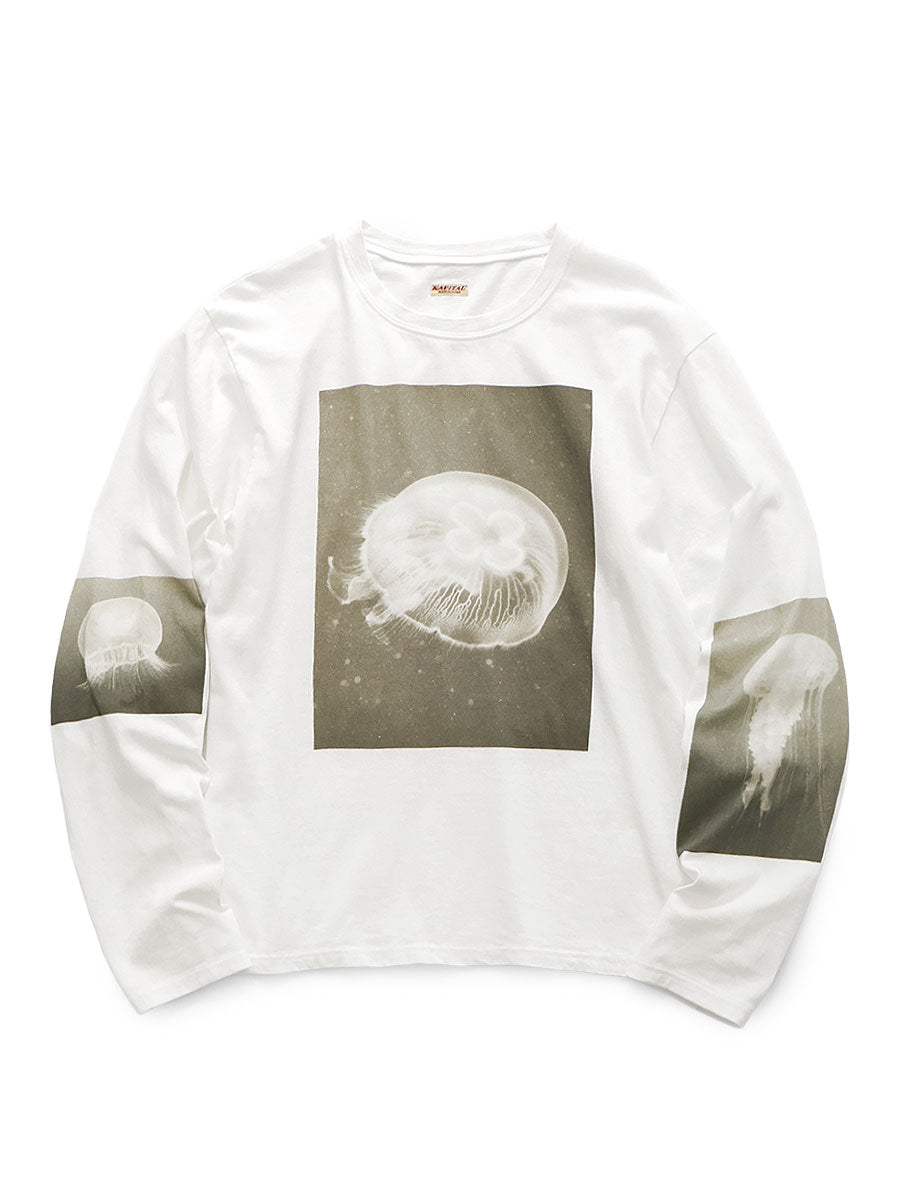 Kapital 20/- Jersey Crew Neck Long Sleeve T-Shirt (Monochrome JELLYFISH print)