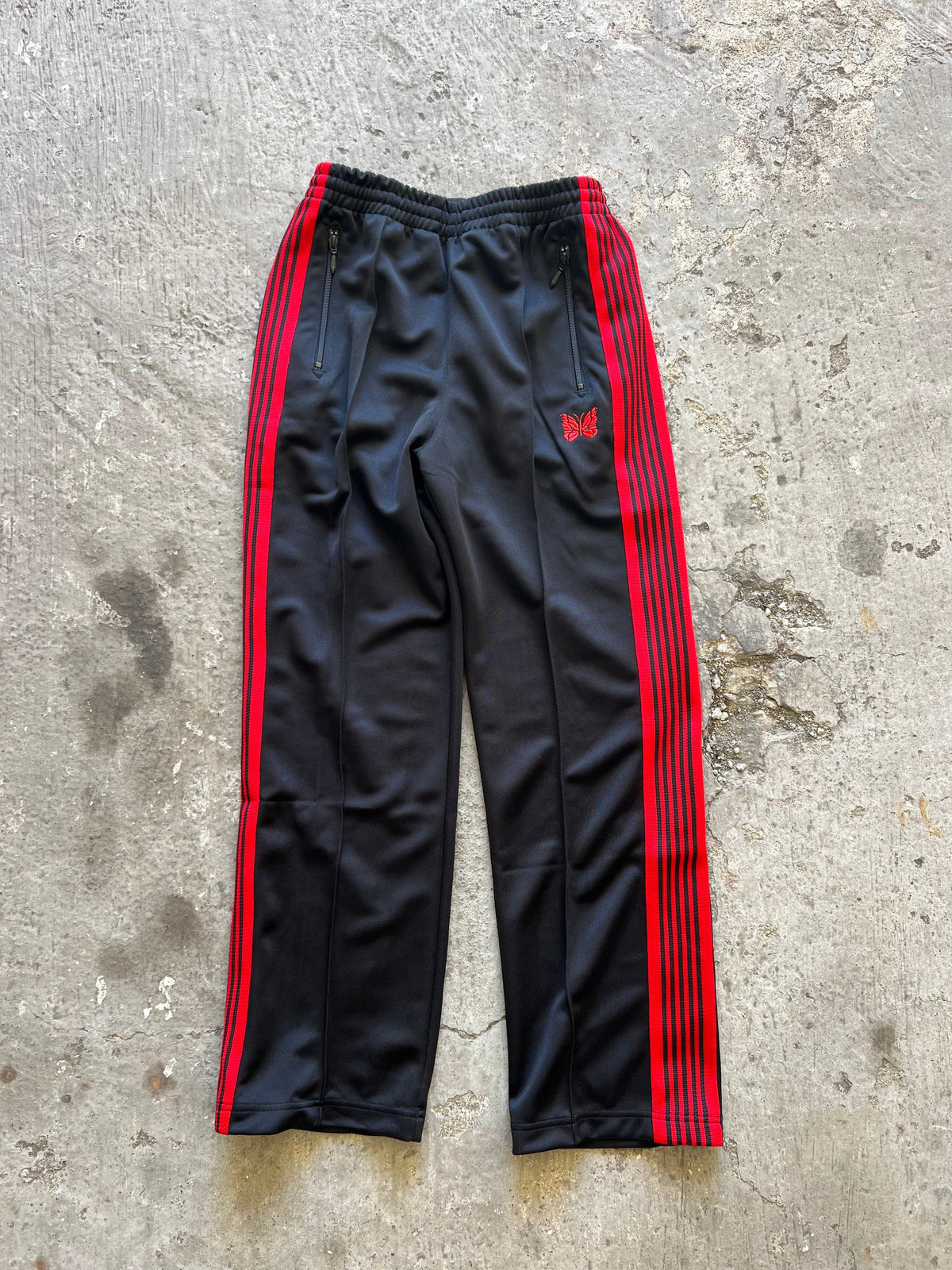 Needles 24ss EXCLUSIVE Track Pant - Poly Smooth - Black×Red