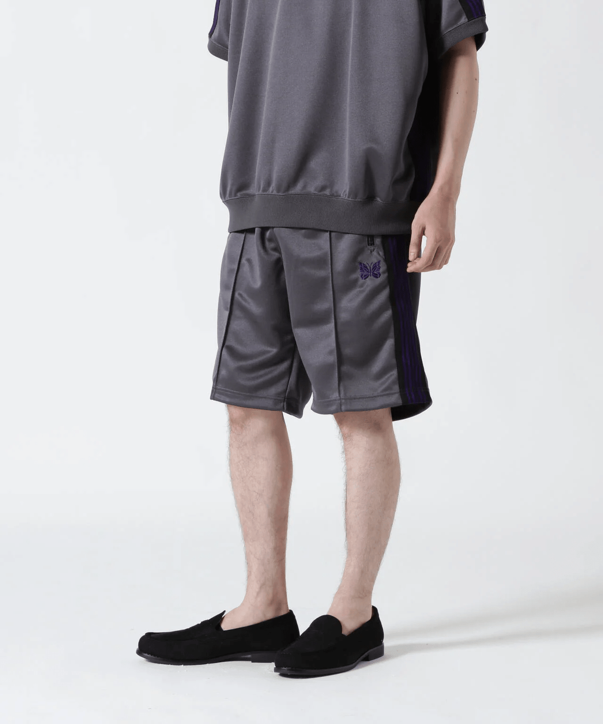Needles B'2nd Track Pant Shorts Poly Smooth charcoal