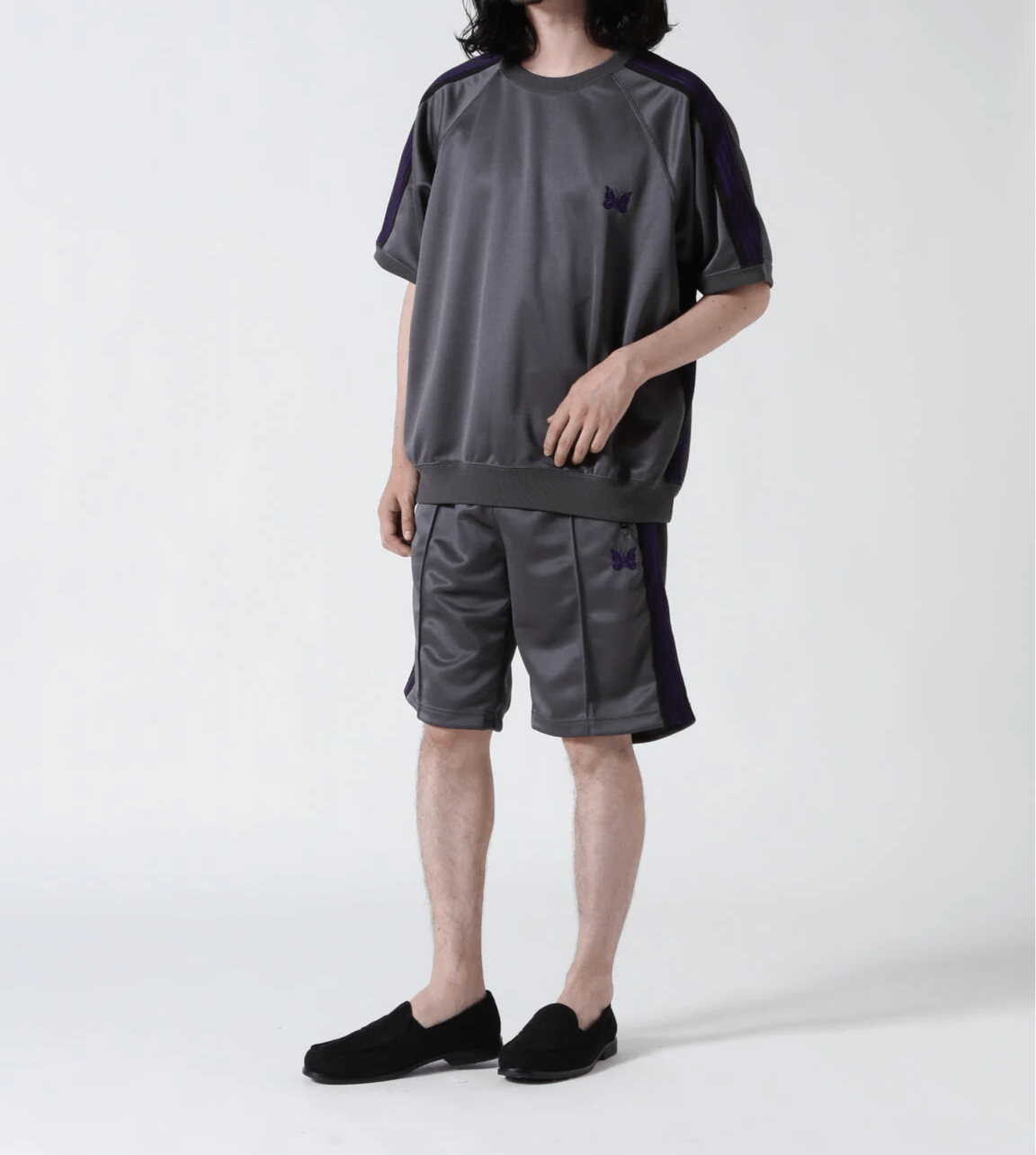 Needles B'2nd Track Pant Shorts Poly Smooth charcoal