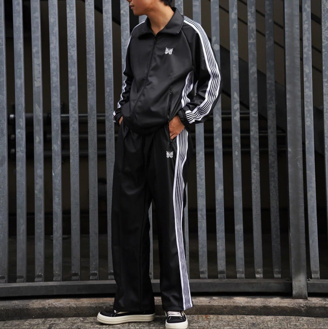 NEEDLES LHP  SYNTHETIC LEATHER Black TRACK PANT