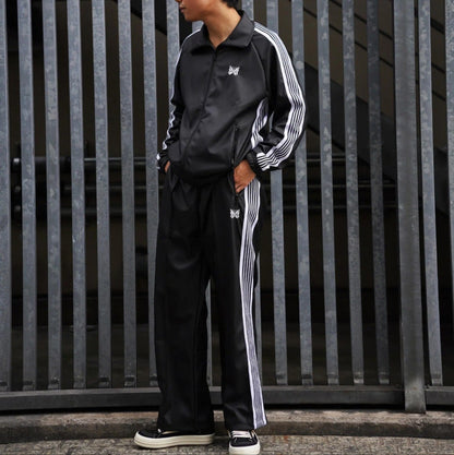 NEEDLES LHP  SYNTHETIC LEATHER Black TRACK PANT