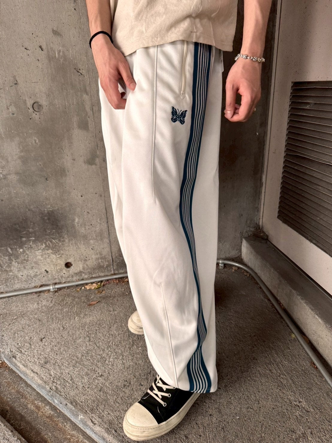 Needles LHP EXCLUSIVE H.D. TRACK PANTS POLY SMOOTH White