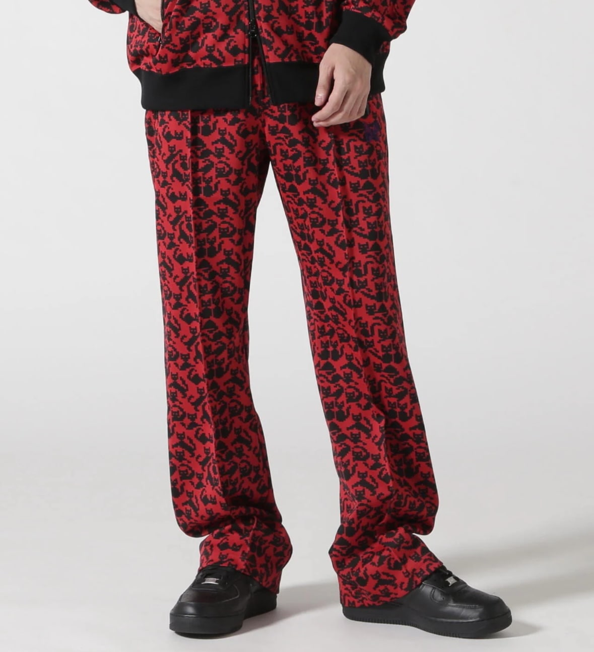 Needles Poly Jacquard 24AW Red Polyester Track Pants