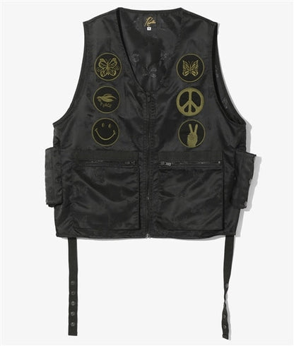 NEEDLES RADIO PAPILLON JACQUARD SATEEN Black Vest