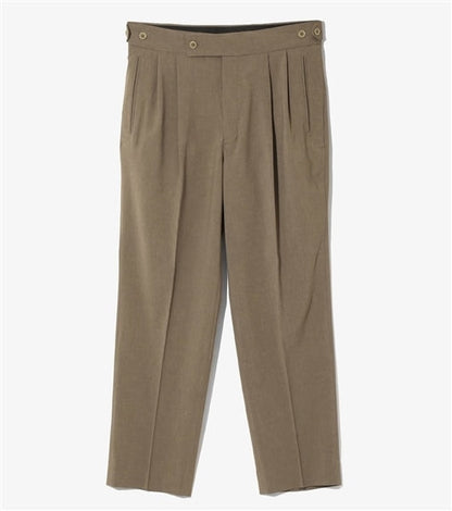 NEEDLES TUCKED POLY CLOTH Brown SIDE TAB TROUSER