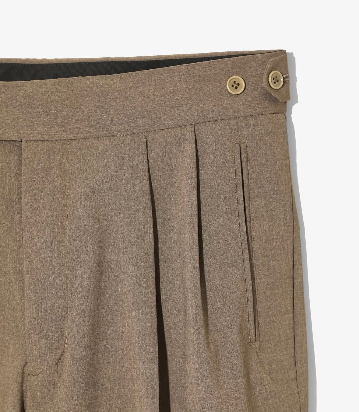 NEEDLES TUCKED POLY CLOTH Brown SIDE TAB TROUSER