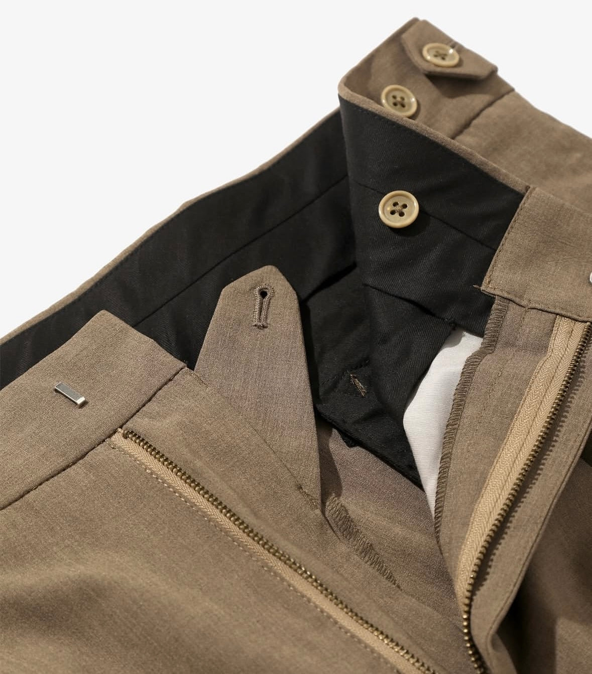 NEEDLES TUCKED POLY CLOTH Brown SIDE TAB TROUSER