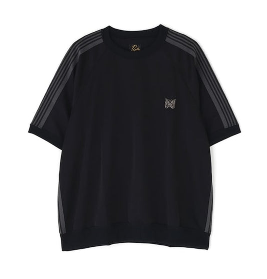 NEEDLES BEAVER TRACK S/S CREW NECK SHIRT POLY SMOOTH Black