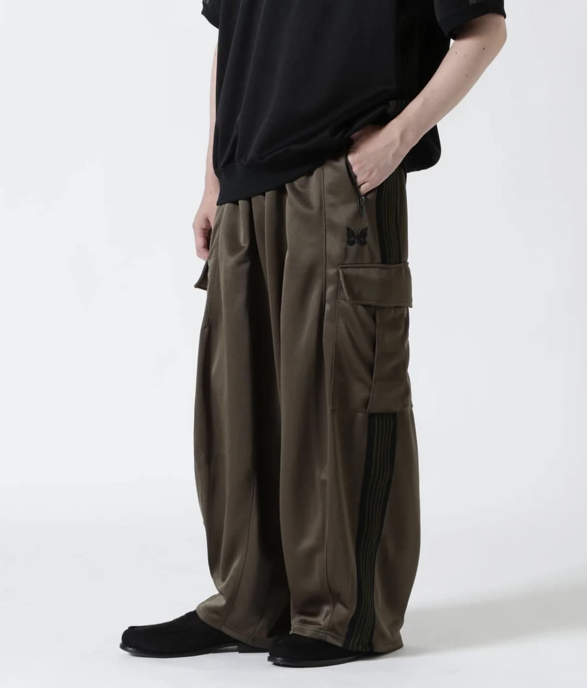 Needles BEAVER H.D. Track Pants BDU Olive with Cargo Pocket