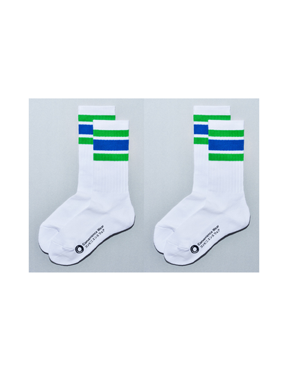 FamilyMart Style Unisex Stripe Crew Socks Set (2 Pairs)