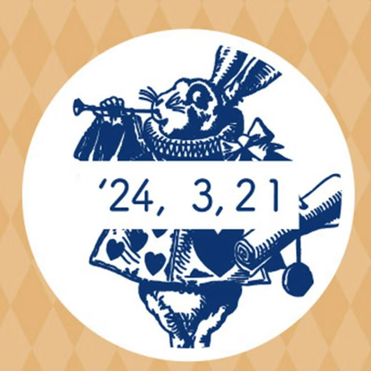 Macmillan Alice White Rabbit Round Date Stamp L Size