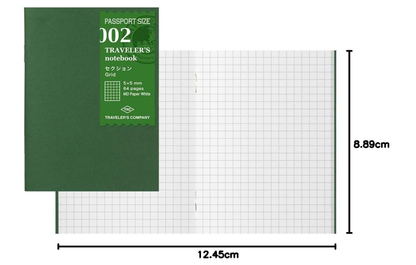 Traveler's Company Passport Size Notebook Refill – 5mm Grid MD Paper (2 Pack)