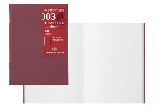 Traveler's Company Passport Size Notebook Refill – Blank MD Paper (3 Pack)