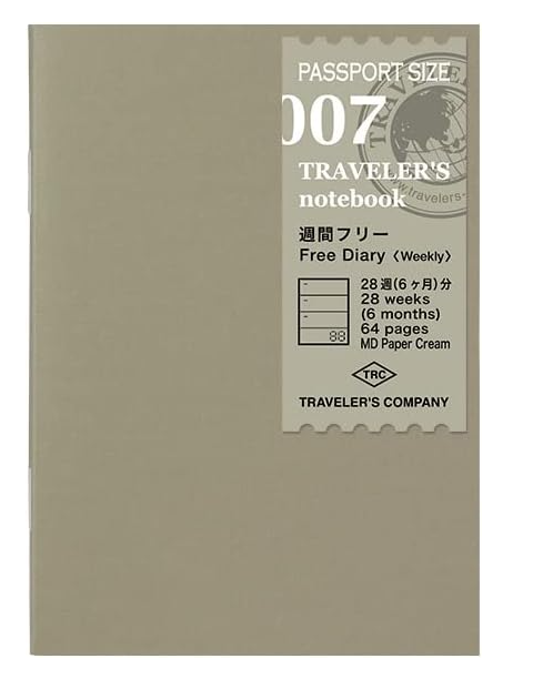 Traveler's Company Passport Size Weekly Planner Refill – Undated (2 Pack)