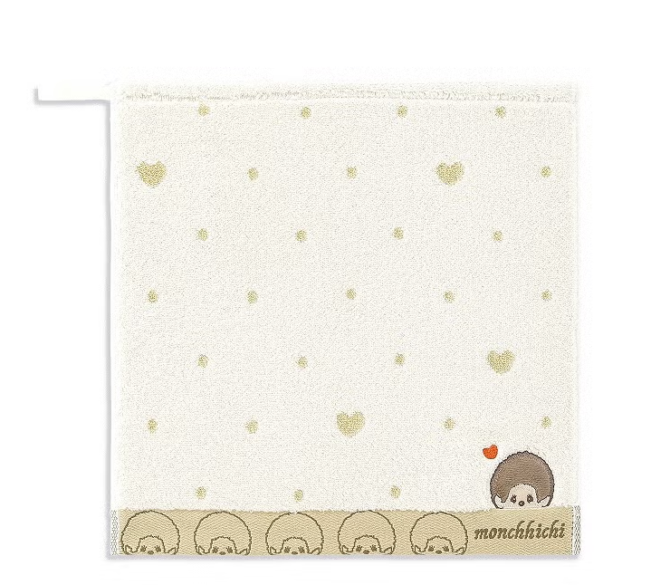 Monchhichi Loop Wash Towel – Dot Heart Ivory Design