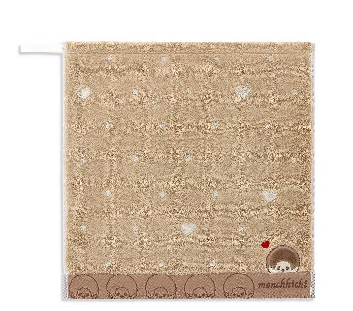 Monchhichi Loop Wash Towel – Dot Heart Brown Design