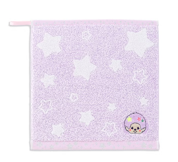 Monchhichi Loop Wash Towel Glitter Star PU Cotton Hand Towel