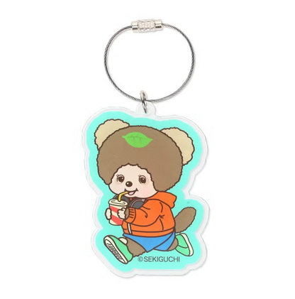 Monchhichi Tanutanu Retro Street Acrylic Ring Keychain