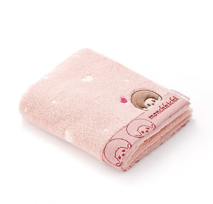 Monchhichi Dot Heart Cotton Face Towel – Pink
