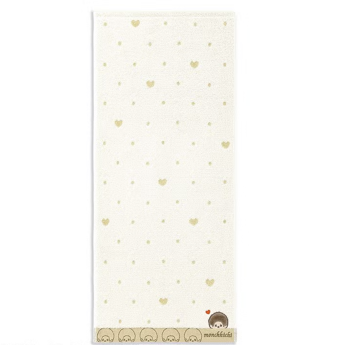 Monchhichi Dot Heart Cotton Face Towel – Ivory