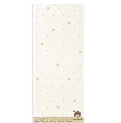 Monchhichi Dot Heart Cotton Face Towel – Ivory