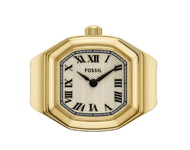 Harlow Gold Tone Watch Ring Stainless Steel Quartz Two Hand Ring Watch