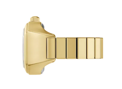 Harlow Gold Tone Watch Ring Stainless Steel Quartz Two Hand Ring Watch