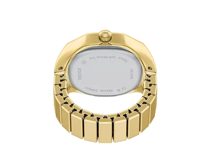 Harlow Gold Tone Watch Ring Stainless Steel Quartz Two Hand Ring Watch