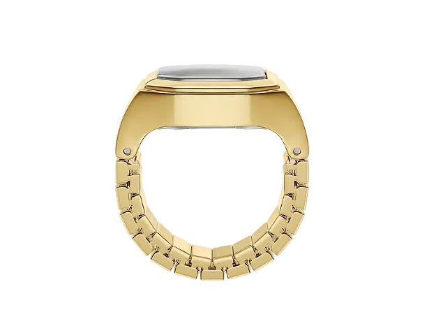 Harlow Gold Tone Watch Ring Stainless Steel Quartz Two Hand Ring Watch