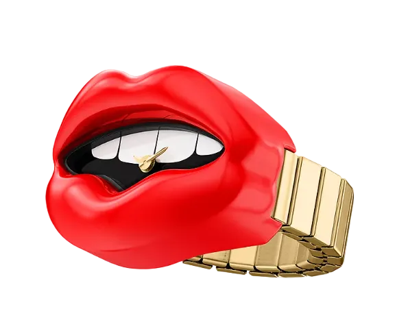Gold Tone Lip Watch Ring